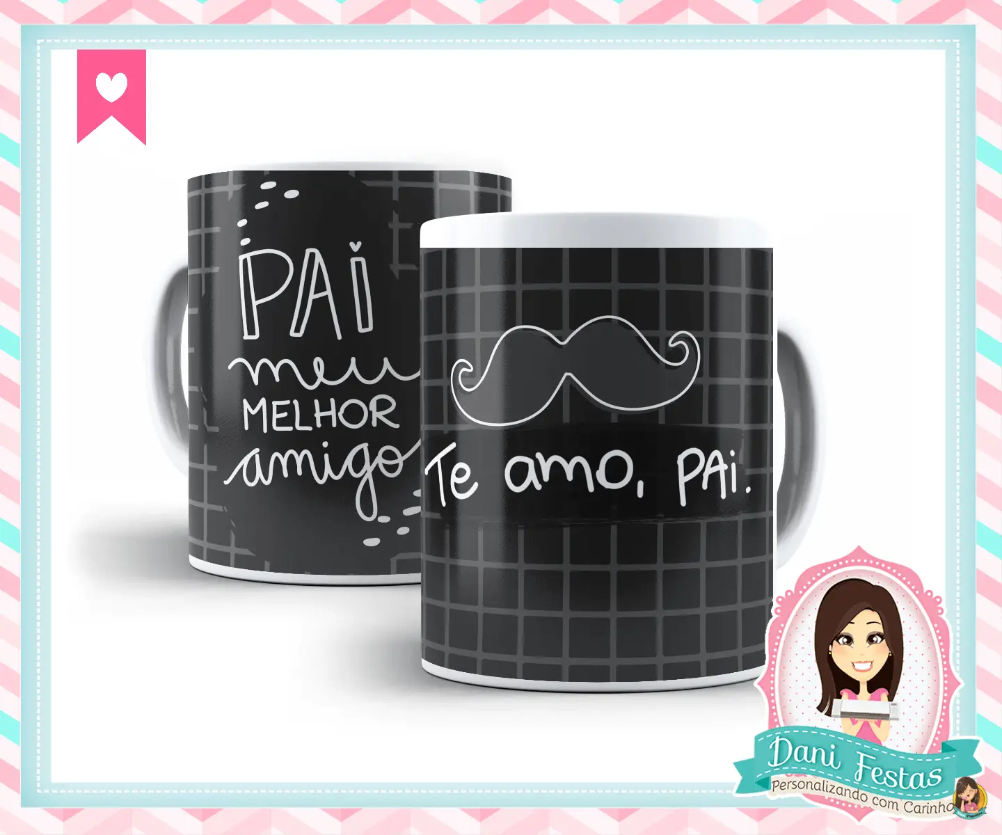 Imagem de caneca de tema bigode do Kit festa dia dos pais