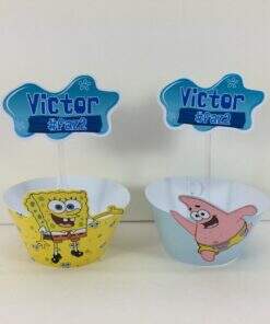 Saia Para Cupcake + Toppper Bob Esponja