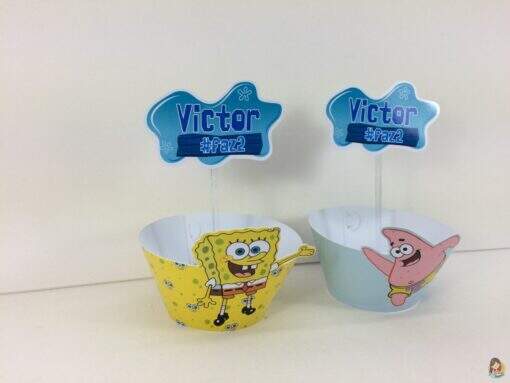 Saia Para Cupcake + Toppper Bob Esponja - Imagem 2
