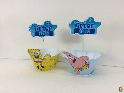 Saia Para Cupcake + Toppper Bob Esponja - Imagem 3