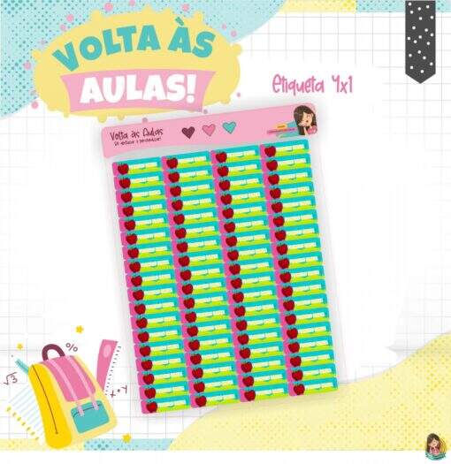 Etiquetas Escolares 4x1 Volta às Aulas