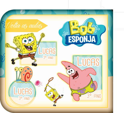 Kit Etiquetas Escolares Bob Esponja
