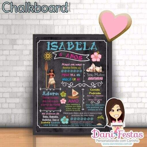 Chalkboard Infantil 20x25 Moana