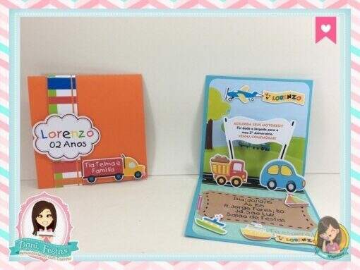 Convite Pop Up Meios de Transportes - Imagem 3