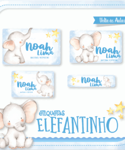 Kit Etiquetas Escolares Elefantinho