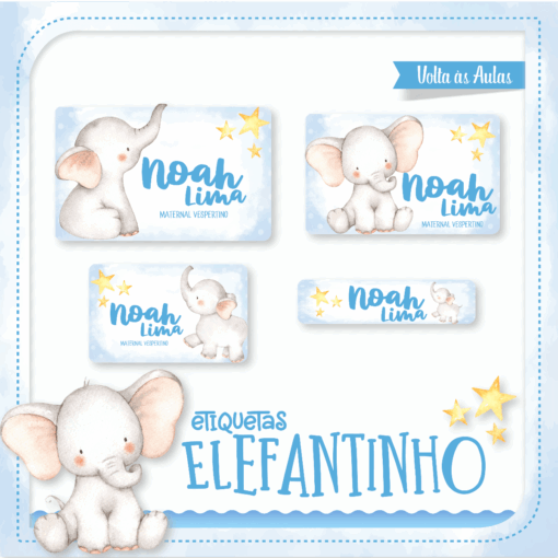 Kit Etiquetas Escolares Elefantinho