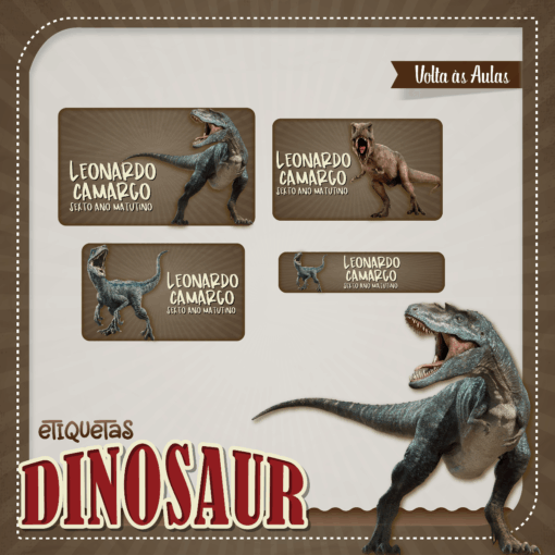 Kit Etiquetas Escolares Dinossauro