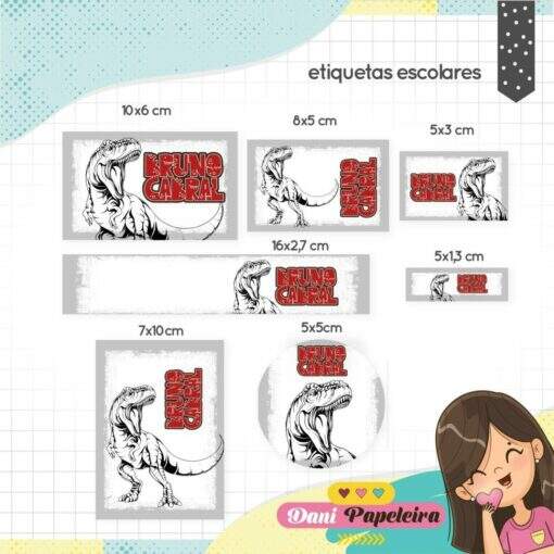 Kit Etiquetas Escolares Dinossauro