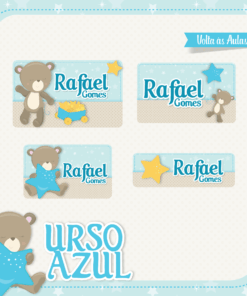 Kit Etiquetas Urso Azul