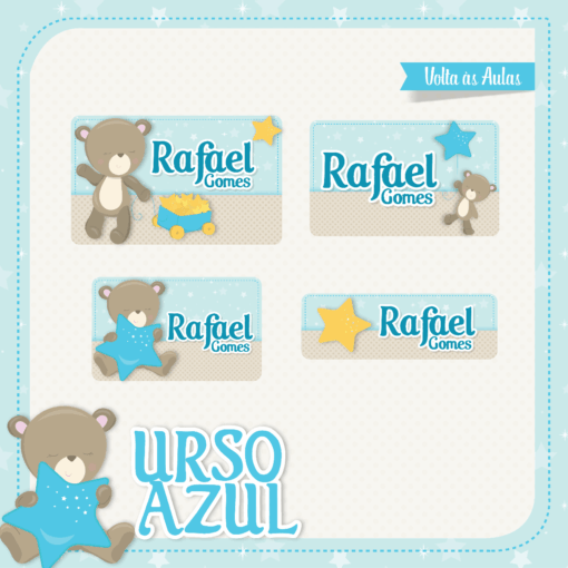 Kit Etiquetas Urso Azul