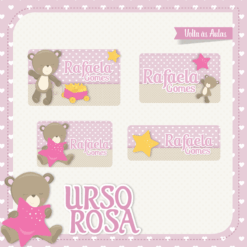 Kit Etiquetas Urso Rosa