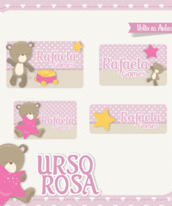 Kit Etiquetas Urso Rosa