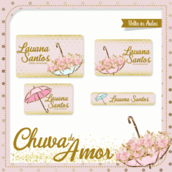 Kit Etiquetas Escolares Chuva de Amor