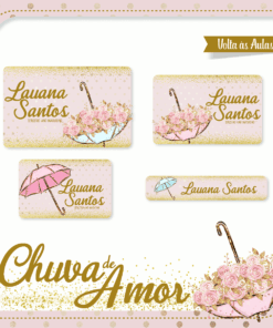 Kit Etiquetas Escolares Chuva de Amor