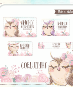 Kit Etiquetas Escolares Corujinha