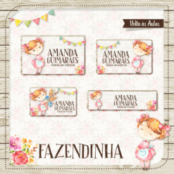 Kit Etiquetas Escolares Fazendinha