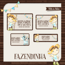Kit Etiquetas Escolares Fazendinha