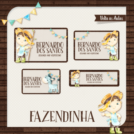 Kit Etiquetas Escolares Fazendinha