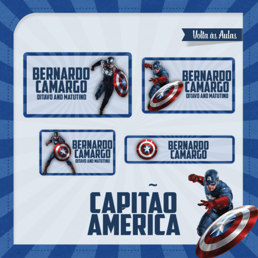 Kit Etiquetas Escolares Capitão America