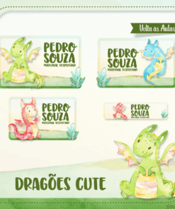 Kit Etiquetas Escolares Dragões Cute