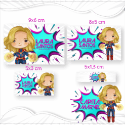 Kit Etiquetas Escolares Capitã Marvel