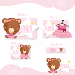 Kit Etiquetas Ursinha Bailarina