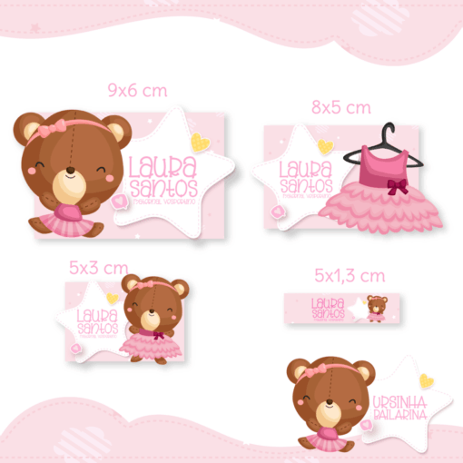 Kit Etiquetas Ursinha Bailarina