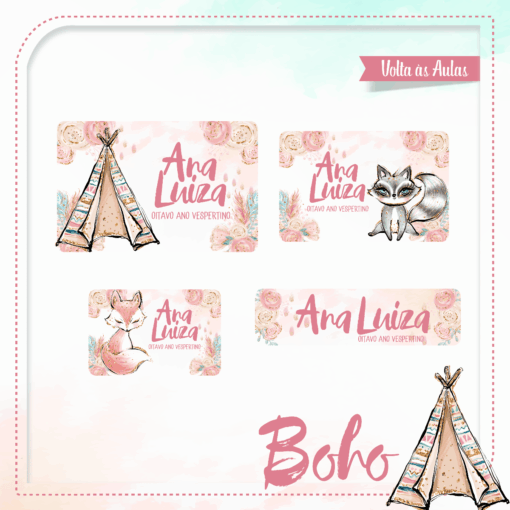 Kit Etiquetas Escolares Boho