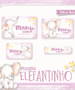Kit Etiquetas Escolares Elefantinho