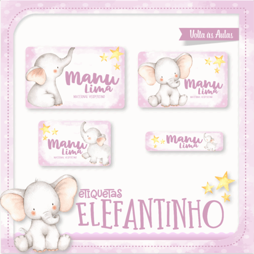 Kit Etiquetas Escolares Elefantinho