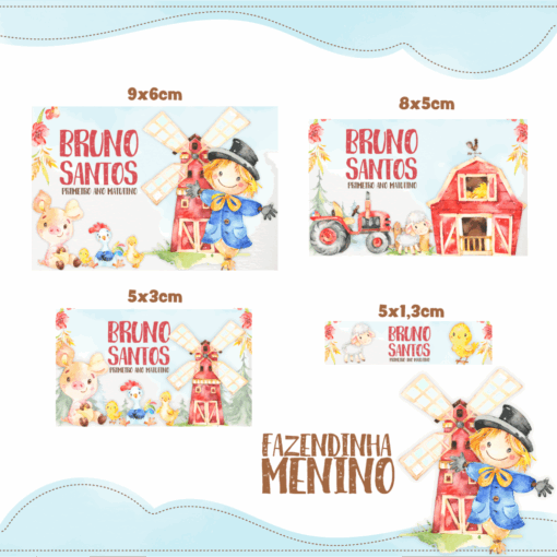 Kit Etiquetas Escolares Fazendinha