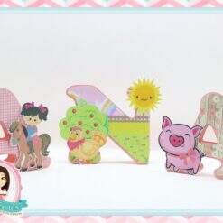 Letras 2d Fazendinha Rosa