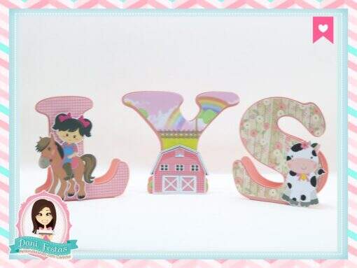 Letras 2d Fazendinha Rosa - Imagem 2