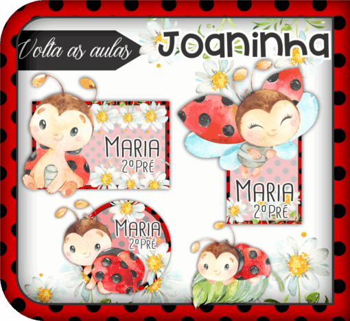 Kit Etiquetas Escolares Joaninha