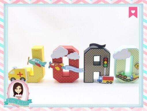 Letras 3d Meios de Transportes