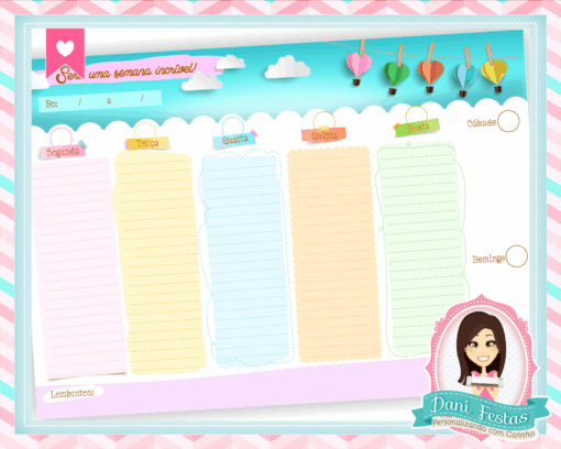 Bloco Planner de Mesa Semanal - Colors