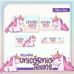 Kit Etiquetas Unicórnio Teens