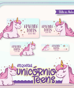 Kit Etiquetas Unicórnio Teens