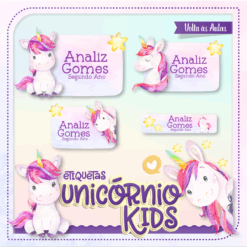 Kit Etiquetas Unicórnio Kids