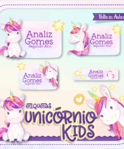 Kit Etiquetas Unicórnio Kids