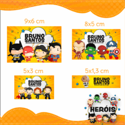 Kit Etiquetas Escolares Heróis