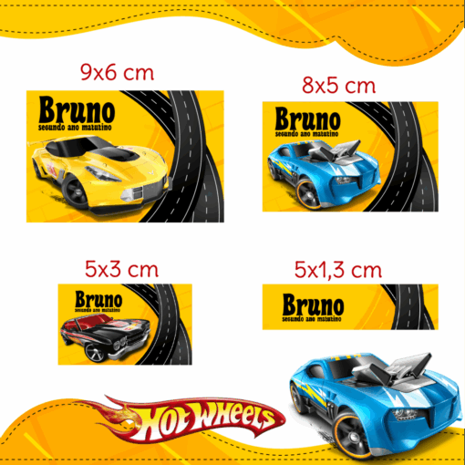 Kit Etiquetas Escolares Hot Wheels