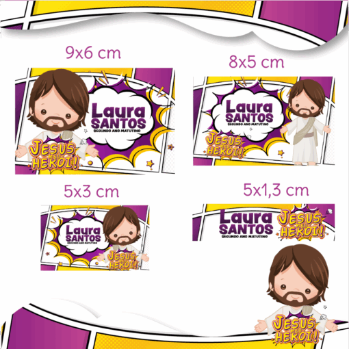 Kit Etiquetas Escolares Jesus Meu Herói