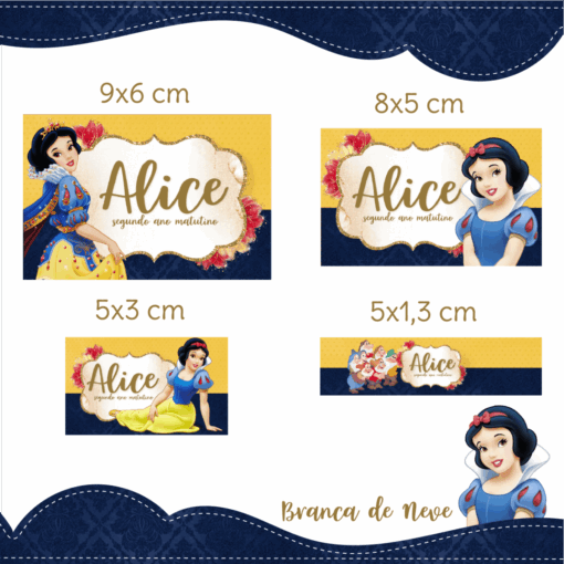 Kit Etiquetas Escolares Branca de Neve