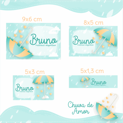 Kit Etiquetas Escolares Chuva de Amor