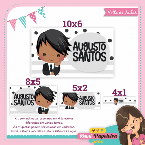 Kit Etiquetas Menino Negro