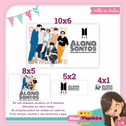 Kit Etiquetas Escolares BTS