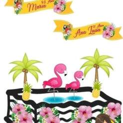 Topo de Bolo Flamingo