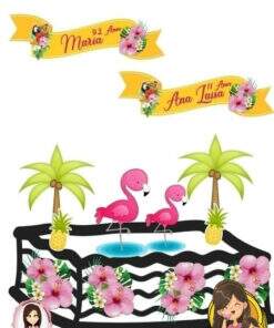 Topo de Bolo Flamingo