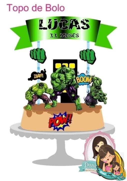 Topo de Bolo Hulk